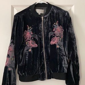 J.O.A poly deep blue bomber jacket